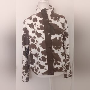 Chic Cow Print Teddy Jacket